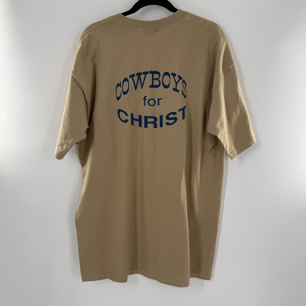 Vintage Men's Cowboys For Christ XL Short Sleeve Shirt Brown